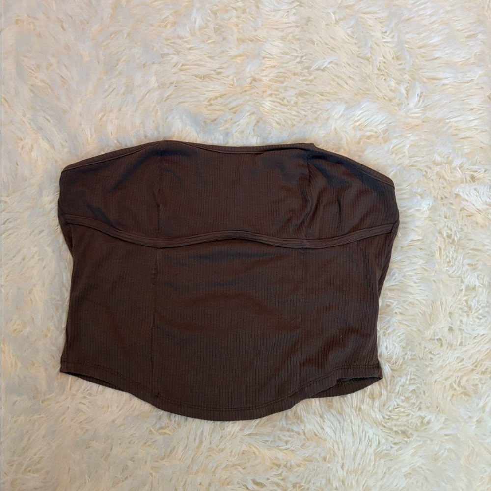SHEIN Dark Brown Strapless Crop Top